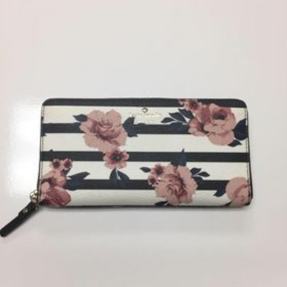 NWOT Kate Spade Hyde Lane Rose Striped Zip Wallet